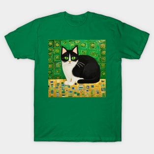 Klimt Tuxedo Cat with Green Eyes T-Shirt